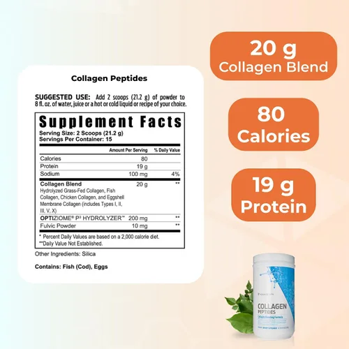 Miniatura 3 de Youngevity Polvo de péptidos multicolágeno con polvo fúlvico - Colágeno hidrolizado de membrana de cáscara de huevo, alimentado con pasto, marino