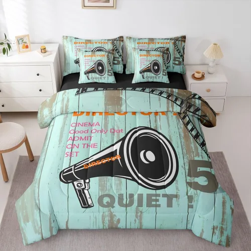 Miniatura 13 de Piano Music 7pcs Comforter King,Musical Notes Bedding Set Kids Girls Boys Teens Room Decor,Retro Graffiti Grey Gold Music Lover Bed in a Multi 11