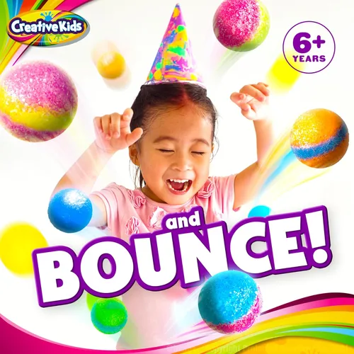 Miniatura 3 de Creative Kids Magic Bouncy Balls – Juguetes STEM DIY – Kit de ciencia para niños – 25 bolsas multicolor y 5 moldes para hasta 43 bolas Edición