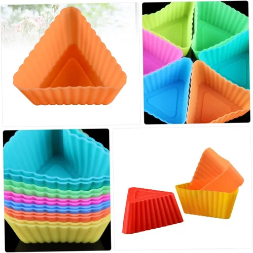Miniatura 5 de Ciieeo 20 piezas de taza triangular para muffins, tazas de postre, moldes de pastelería, moldes para magdalenas, moldes para hornear bricolaje