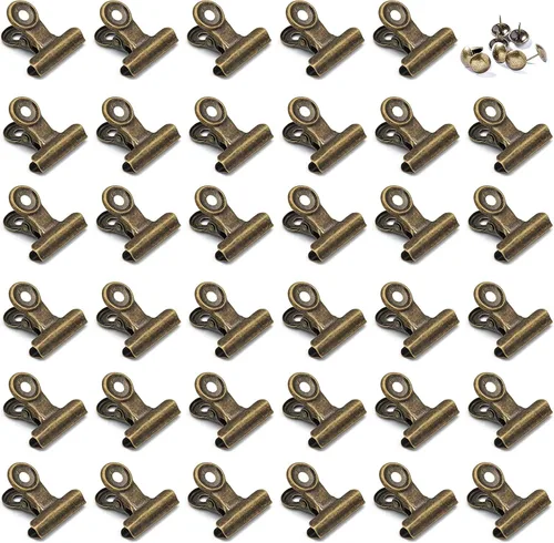 Miniatura 7 de Pinzas Bulldog con agujero para pasador, clips de archivo de papel con resorte fuerte, clips de metal pequeños, abrazaderas de sellado para bolsas