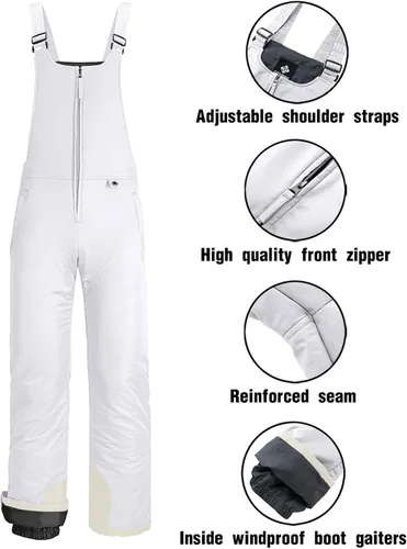 Miniatura 6 de GEMYSE Overol con peto de esquí impermeable aislado para mujer pantalones de snowboard de invierno