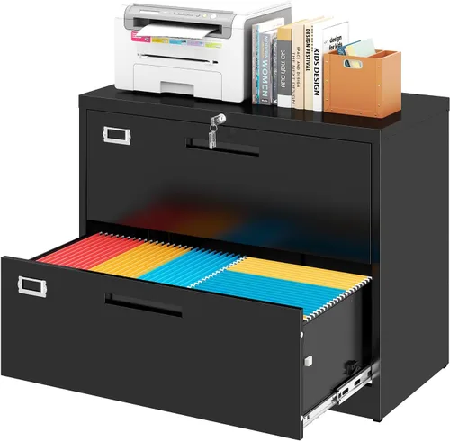 Miniatura 11 de Archivador de 2 cajones con cerradura, archivador vertical móvil para colgar carpetas tamaño A4/carta/legal, debajo del escritorio, pequeños