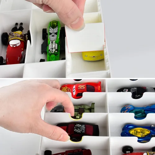 Miniatura 5 de FULLCASE Organizador de juguetes de almacenamiento compatible con Hot Wheels Car, contenedor para coches Matchbox, mini juguetes, muñecas pequeñas