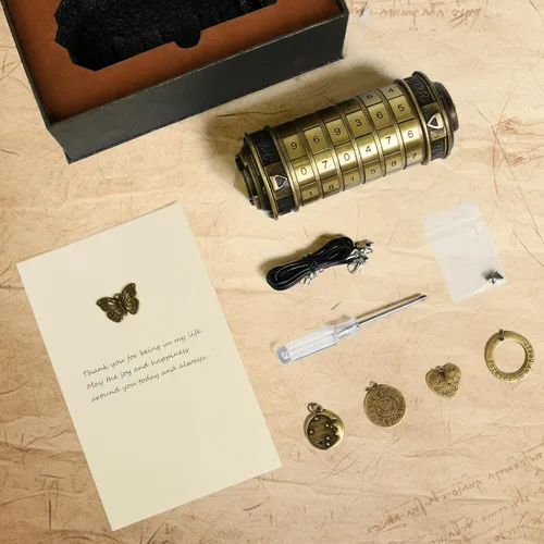 Miniatura 4 de CoEjokno Da Vinci Code Numeric Cryptex Caja de Rompecabezas de Dinero para Regalo en Efectivo, Caja de Joyería con Compartimento Oculto, Regalo