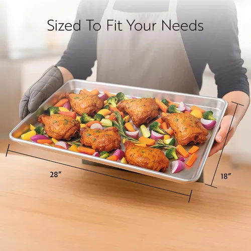 Miniatura 2 de Restaurantware Met Lux - Sartén industrial para hornear de 26 x 18 pulgadas, 1 sartén de panadería de tamaño completo, bordes con bordes que