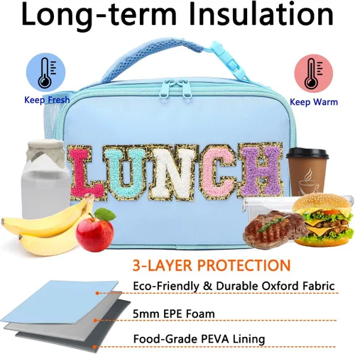 Miniatura 2 de GYEUKHAM Lonchera Aislada para la Escuela, Bolsas de Almuerzo Térmicas Reutilizables Duraderas Congelables para Niños Niñas Hombres Mujeres - azul