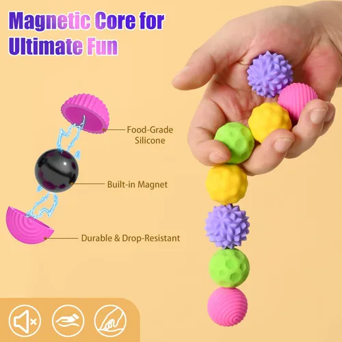 Miniatura 2 de Bolas magnéticas de silicona para adultos y adolescentes, 8 piezas de juguetes sensoriales para aliviar el estrés para autismo, TDAH, ansiedad