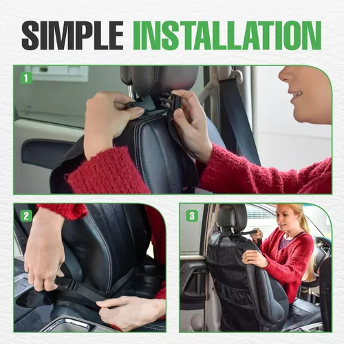 Miniatura 5 de Protectores Auto respaldo de asiento Kick Mat + 4 grandes bolsillos organizadores by Lebogner. Fundas para asientos para la parte posterior de tu