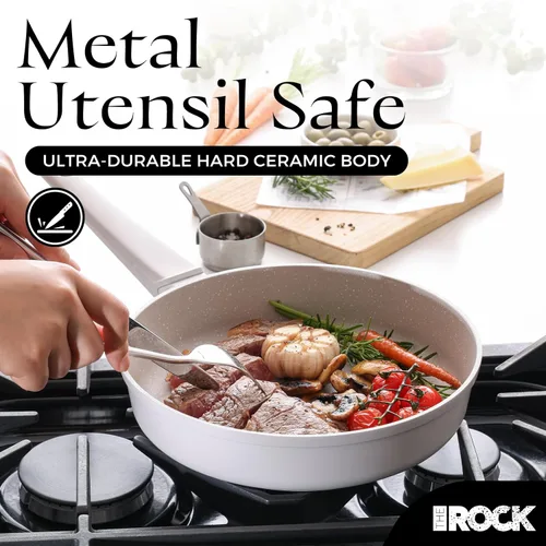 Miniatura 7 de THE ROCK SOHO - Sartén antiadherente de 8 pulgadas con tapa – Nada se pega, nunca se deforma, dura más, sartén de cerámica no tóxica con mango Crema