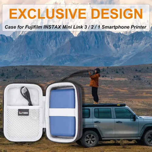 Miniatura 8 de LTGEM - Funda compatible con la impresora Fujifilm Instax Mini Link 3/2/1 para smartphone, bolsa de almacenamiento de viaje rígida - negro y gris