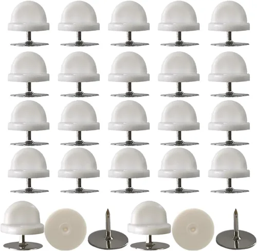 Miniatura 13 de Juego de 200 unidades/100 pines de goma de 0.394 pulgadas con pines de metal en blanco, tapa para pines de solapa, broches, corbatas, sombreros