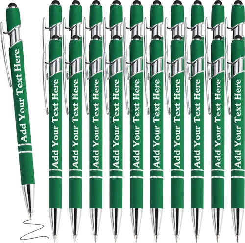 Miniatura 73 de Bolígrafos personalizados a granel grabados personalizados con punta de lápiz capacitivo, bolígrafos personalizados de tinta negra, regalos