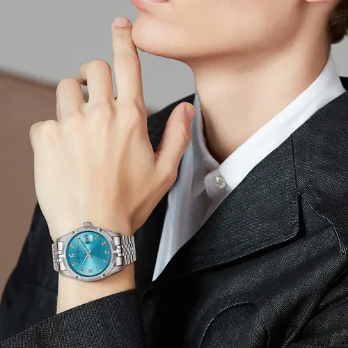 Miniatura 4 de BUREI Relojes automáticos de lujo de acero inoxidable para hombre, relojes impermeables para hombres, regalos para hombres