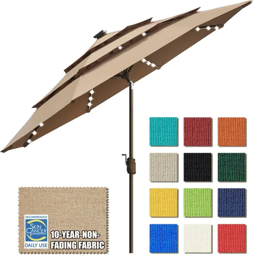 Miniatura 42 de EliteShade - Sombrilla solar de 9 pies / 2.74 metros, con 80 luces LED para patio, mesa al aire libre, con ventilación y cubierta que no se decolora