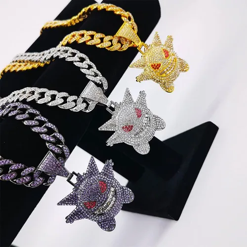 Miniatura 5 de MFJFHK Miami - Cadena de eslabones cubanos para hombre, chapado en oro dorado, collar de hip hop, cadena de diamantes para hombre, joyería de hip