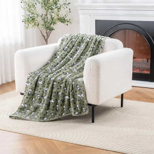 Miniatura 49 de Berkshire Blanket Peanuts® VelvetLoft® Manta de Felpa con el Tierno Personaje Snoopy, Peanuts Snoopy Everyday Buffalo Plaid Navy Tonal, Manta 55