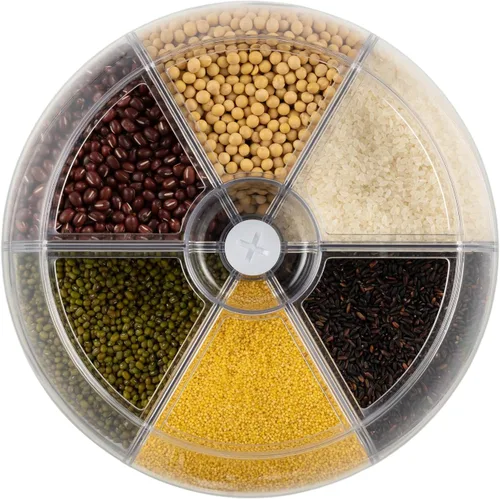 Miniatura 5 de Dispensador de granos de 360° de 6 rejillas, contenedor de almacenamiento giratorio de arroz, dispensador de alimentos secos de 13 libras