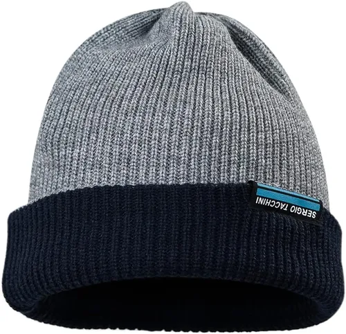 Miniatura 4 de CLAPE Gorro holgado unisex con puños, gorro de punto de calavera lisa para hombres y mujeres, de doble capa para invierno, gorro térmico de invierno