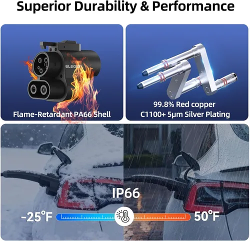 Miniatura 3 de ELEGRP Adaptador NACS a CCS, carga rápida de 500 A/1000 V CC, adaptador de cargador Tesla a CCS EV, compatible con Ford, GM, Nissan, Rivian EVs