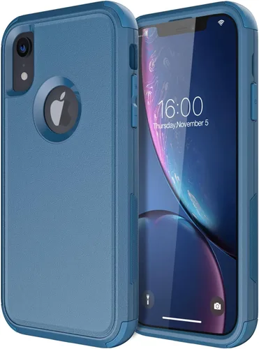 Miniatura 14 de Diverbox Funda para iPhone XR [Protector de Pantalla de Vidrio Templado] [A Prueba de Golpes] [A Prueba de Caídas] Funda de Teléfono de Protección
