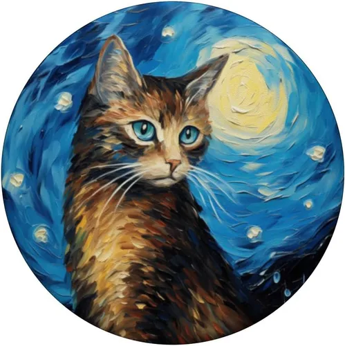 Miniatura 3 de Havanna Brown Cat Starry Night Van Gogh Pintura PopSockets Estándar PopGrip