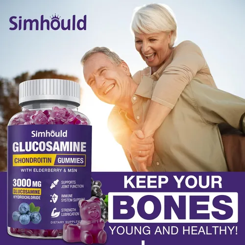 Miniatura 6 de Simhould 2 paquetes de gomitas de glucosamina y condroitina, suplemento de apoyo articular extra fuerte de 3000 mg con MSM y saúco, flexibilidad