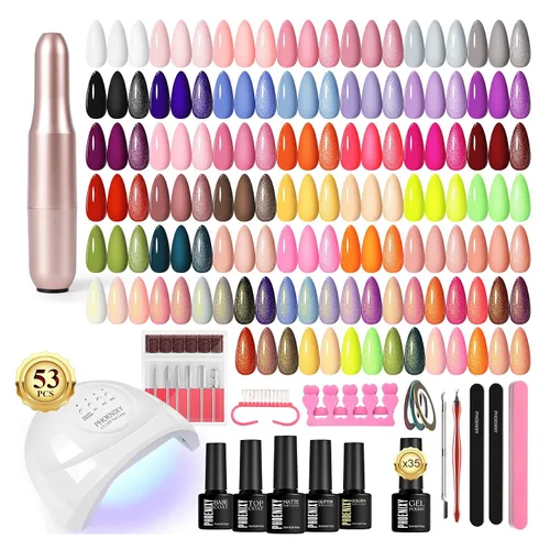Miniatura 11 de phoenixy Juego de 24 esmaltes de uñas en gel, kit de uñas en gel removible de 21 colores, nude rosa rojo azul verde amarillo naranja, juego