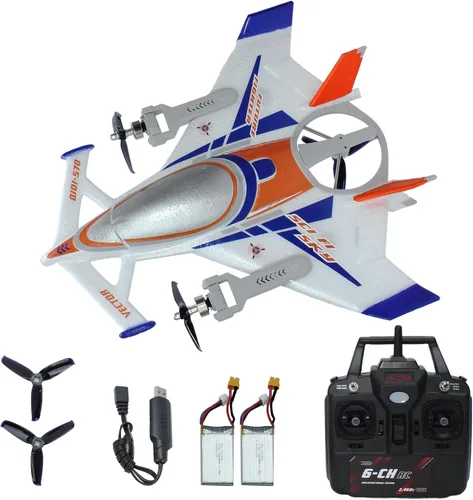 Miniatura 11 de FLYCOLOR Helicóptero RC C138 2.4G 6CH 6-Axis Gyro Altitude Hold 1/33 Avión de control remoto listo para volar RTF (azul-blanco)