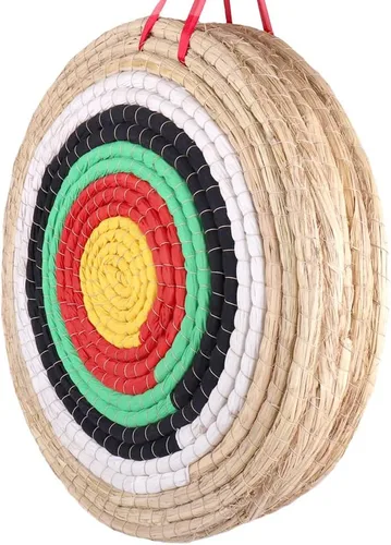 Miniatura 9 de Objetivos de tiro al arco Dostyle tradicionales de paja sólida redonda con cara de cuerda de tres capas para práctica de tiro con arco