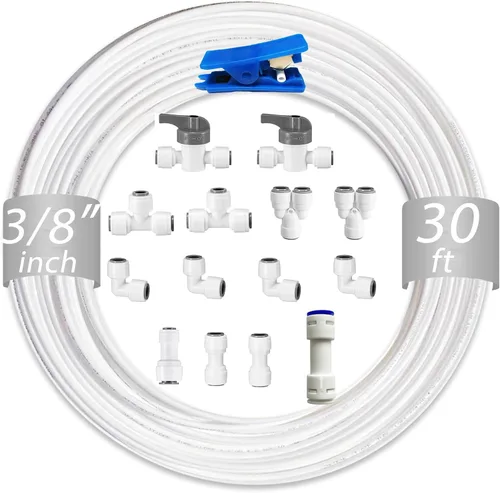 Miniatura 11 de NSF 1/4" y 3/8" Tubo de línea de agua y accesorios de conexión por empuje para filtro de agua de ósmosis inversa RO, 25 piezas de conectores + 30
