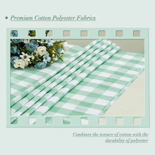Miniatura 2 de Mantel rectangular de 70.9 x 55 pulgadas, mantel de cuadros impermeable y reversible, funda de mesa de picnic de mezcla de algodón lavable
