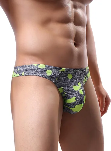 Miniatura 5 de IKINGSKY Tanga de camuflaje para hombre, ropa interior sexy con espalda en T