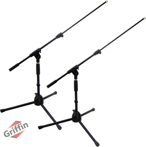 Miniatura 10 de GRIFFIN Soporte de micrófono corto (serie Low Profile-X) – Soporte de trípode para bombo, amplificadores de guitarra, escritorios de estudio, canto