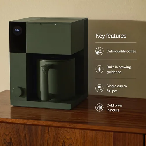Miniatura 2 de Fellow Aiden - Cafetera de precisión – Jarra térmica de 10 tazas, guía de preparación integrada, programación, tanque de agua extraíble, negro mate