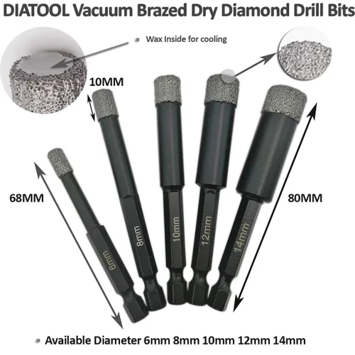 Miniatura 6 de SHDIATOOL Brocas de diamante seco 1/4 "para azulejos de porcelana cerámica porcelana mármol granito diámetro 0.236 in 2 unids
