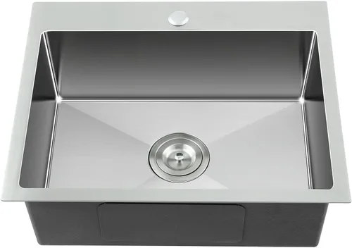 Miniatura 15 de Fregadero empotrable de cocina de 20 pulgadas, TSIBOMU Fregadero de cocina pequeño de acero inoxidable de un solo compartimento níquel cepillado
