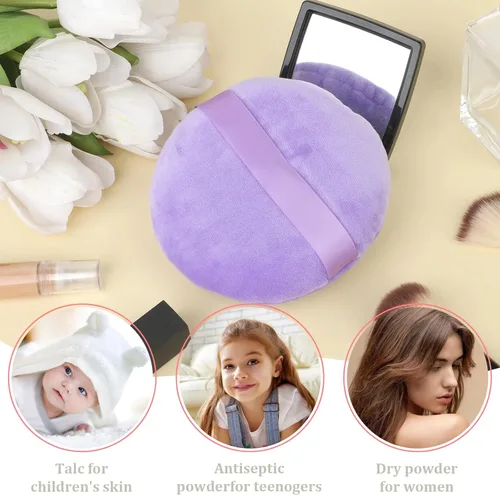 Miniatura 3 de Esponja corporal de gran tamaño, 5 pulgadas, ultra suave, lavable, redonda, aplicador de esponja de maquillaje para limpieza facial, maquillaje