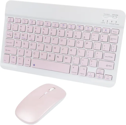 Miniatura 7 de Combo de teclado y mouse inalámbricos Bluetooth rosa, portátil, pequeña, delgada, compacta, ergonómica, de viaje, teclado inalámbrico para iPhone