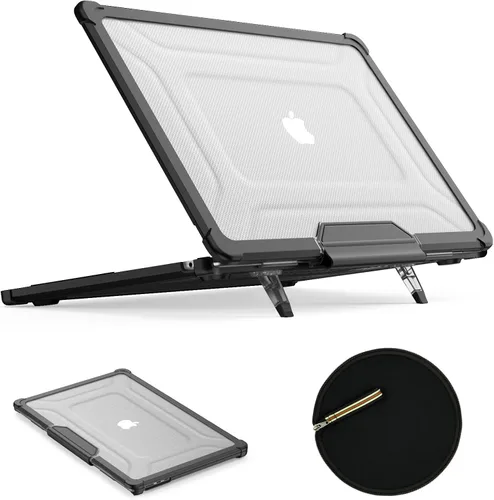 Miniatura 14 de SEYMAC stock Funda para MacBook Air de 13.6 pulgadas, protección contra golpes con soporte plegable y alfombrilla para mouse para MacBook Air