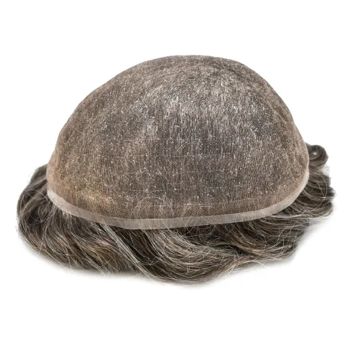 Miniatura 158 de Toupee para hombres nudos blanqueados hombres toupee hairpieces europeo virgen sistema de reemplazo de cabello humano suave encaje francés hombres