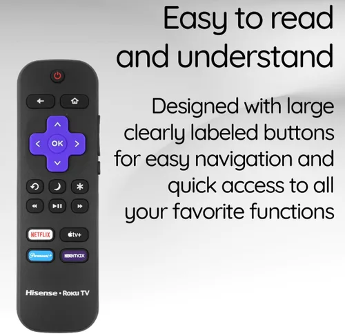 Miniatura 5 de Control remoto original apto para Hisense Roku Smart TV con Netflix, Apple TV, Paramount y accesos directos HBOmax