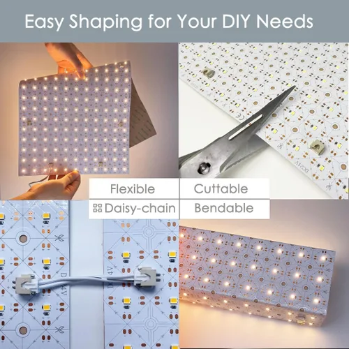 Miniatura 4 de Paquete de 4 hojas de retroiluminación LED de 24 V, 36 W, 3000 K, blanco cálido, 19.3 x 9.6 pulgadas cada unidad, panel LED flexible regulable