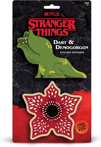 Miniatura 4 de Genuine Fred Stranger Things, esponjas de cocina de Dart y Demogorgon, sin rayones, juego de dos, multicolor