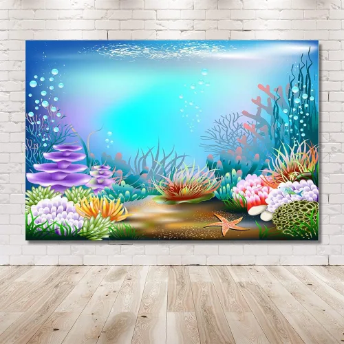 Miniatura 6 de MEHOFOND Fondo de fotografía azul morado bajo el mar de 8 x 6 pies, temática de sirena oceánica, decoración de fiesta de cumpleaños, burbujas