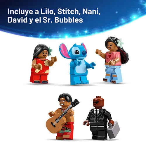 Miniatura 6 de LEGO Disney Lilo y Stitch Casa de Playa - Set de Construcción para Niños, Niñas y Niños, Edades 9+ - Incluye 5 Minifiguras - Idea de Regalo