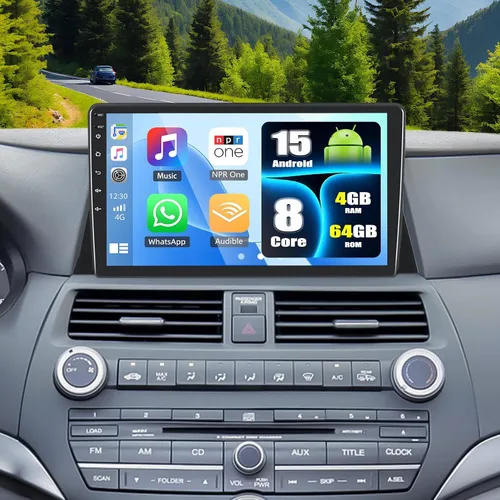 Miniatura 9 de Estéreo de coche 4GB+64GB para Honda Accord 8th 2008-2013 con Carplay inalámbrico Android Auto, Android 13 10.1 'HD pantalla táctil Bluetooth-5.0