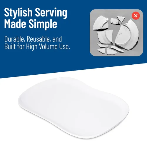 Miniatura 7 de Carlisle FoodService Products Stadia Bandeja de Plástico Reutilizable para el Hogar y el Restaurante, Melamina, 13 x 7 Pulgadas, Blanco