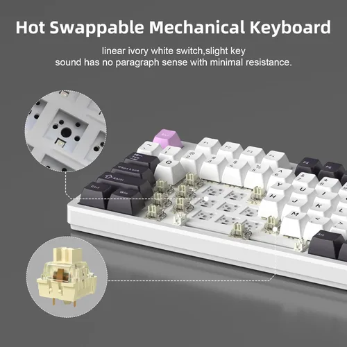 Miniatura 6 de MageGee LIGHT87 - Teclado cremoso con cable, 80% de juntas intercambiables en caliente RGB retroiluminados para juegos con amortiguación de sonido