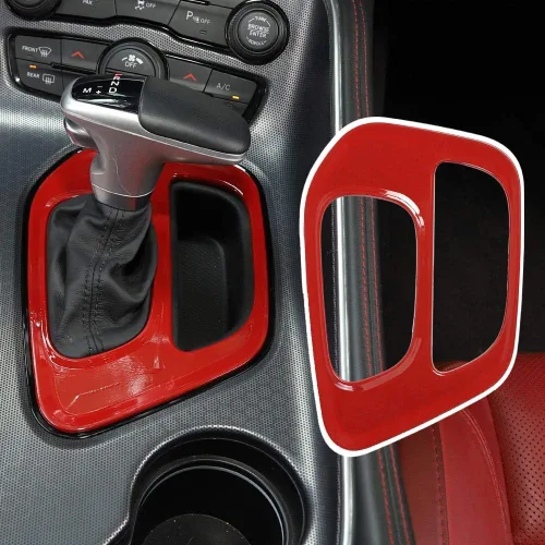 Miniatura 4 de Voodonala para Challenger Cubiertas de panel de cambio de marchas, accesorios decorativos para Dodge Challenger 2015-2022 (rojo)